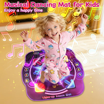 AmyBenton dance mat for kids with light-up music, wireless Bluetooth, and five game modes, designed for children aged 4 to 12.