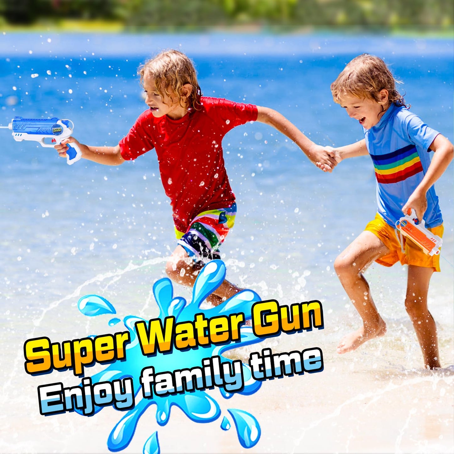 Quanquer water gun for kids, 280ML capacity, with 9-meter range, outdoor garden summer pool toy, two-pack for boys and girls