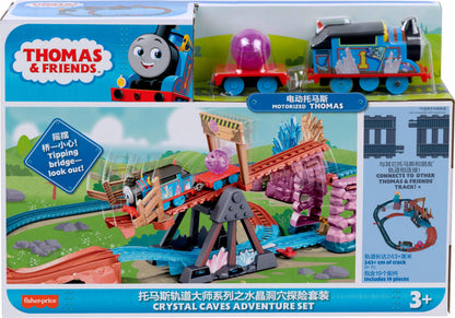 Thomas & Friends Motorized Toy Train Set Crystal Caves Adventure with Thomas, Tipping Bridge & 8 Ft of Track for Preschool Kids Ages 3+ Years, HMC28