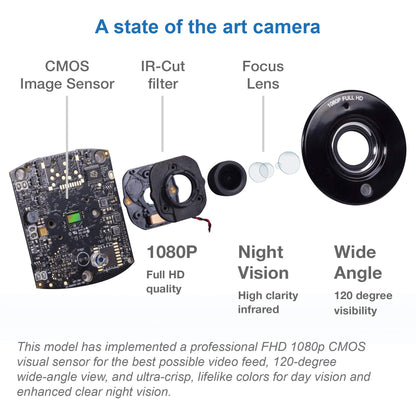 VTech VM901 Wi-Fi baby monitor with 5-inch display, 1080p HD camera, night vision, remote pan tilt zoom, and two-way talk.