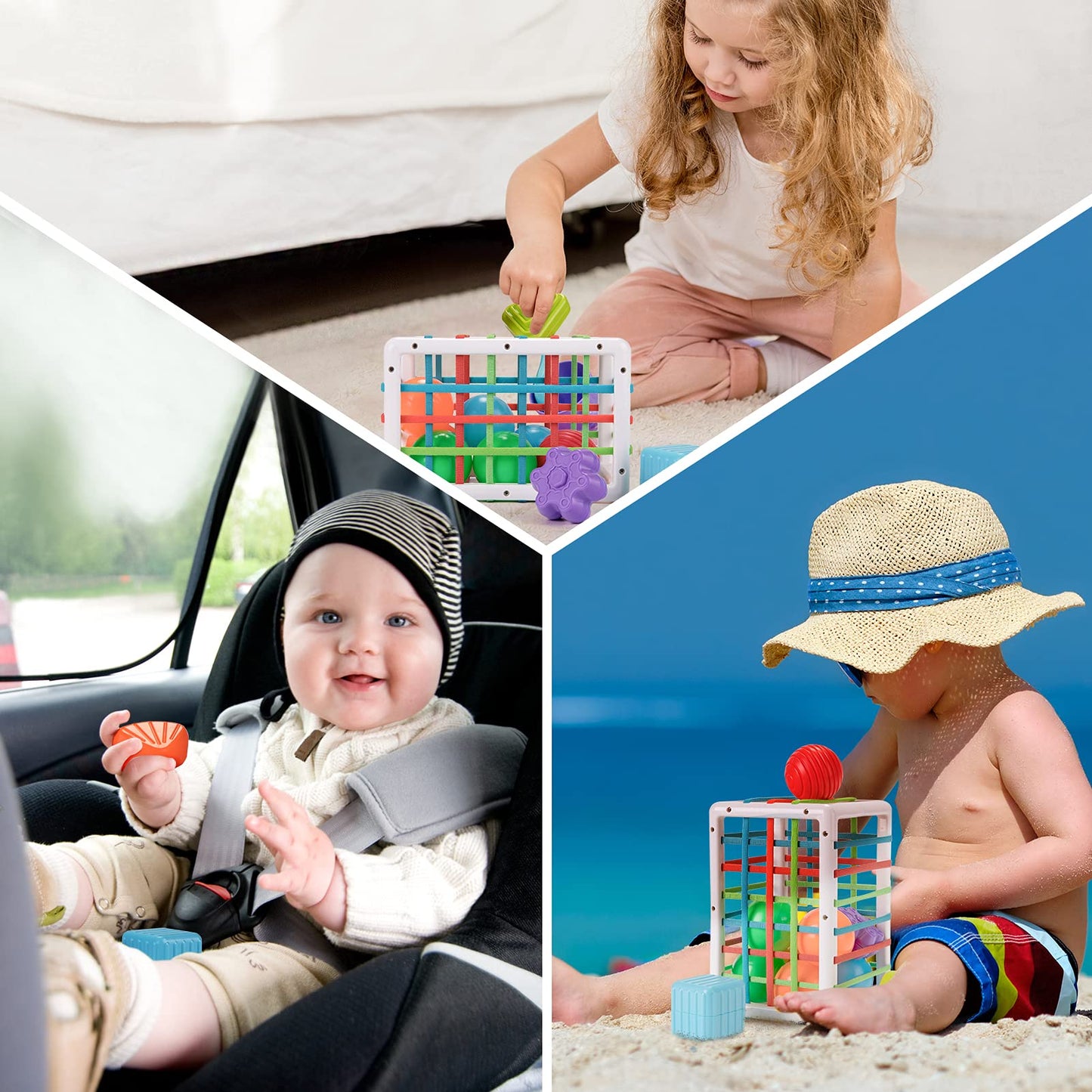 LZDMY Baby Toys 6 to 12 Months, Babies Sensory Toy Activity Cube, Montessori Toys for 1 Years Old Baby Shape Sorter Educational Toys 12 PCS, Girls Boys 1st Birthday Easter Gifts