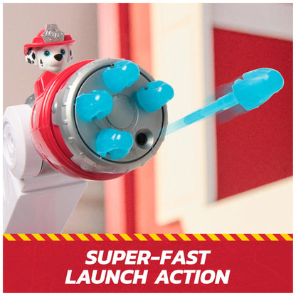 Paw Patrol Fire Rescue: Rapid Reload Fire Truck with Marshall Figure, Quick-Fire Launcher, Lights and Sounds, Kids Toys for Boys and Girls Ages 3 and Up