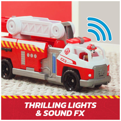 Paw Patrol Fire Rescue: Rapid Reload Fire Truck with Marshall Figure, Quick-Fire Launcher, Lights and Sounds, Kids Toys for Boys and Girls Ages 3 and Up