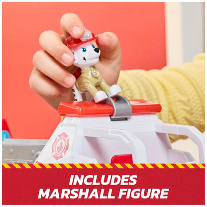 Paw Patrol Fire Rescue: Rapid Reload Fire Truck with Marshall Figure, Quick-Fire Launcher, Lights and Sounds, Kids Toys for Boys and Girls Ages 3 and Up