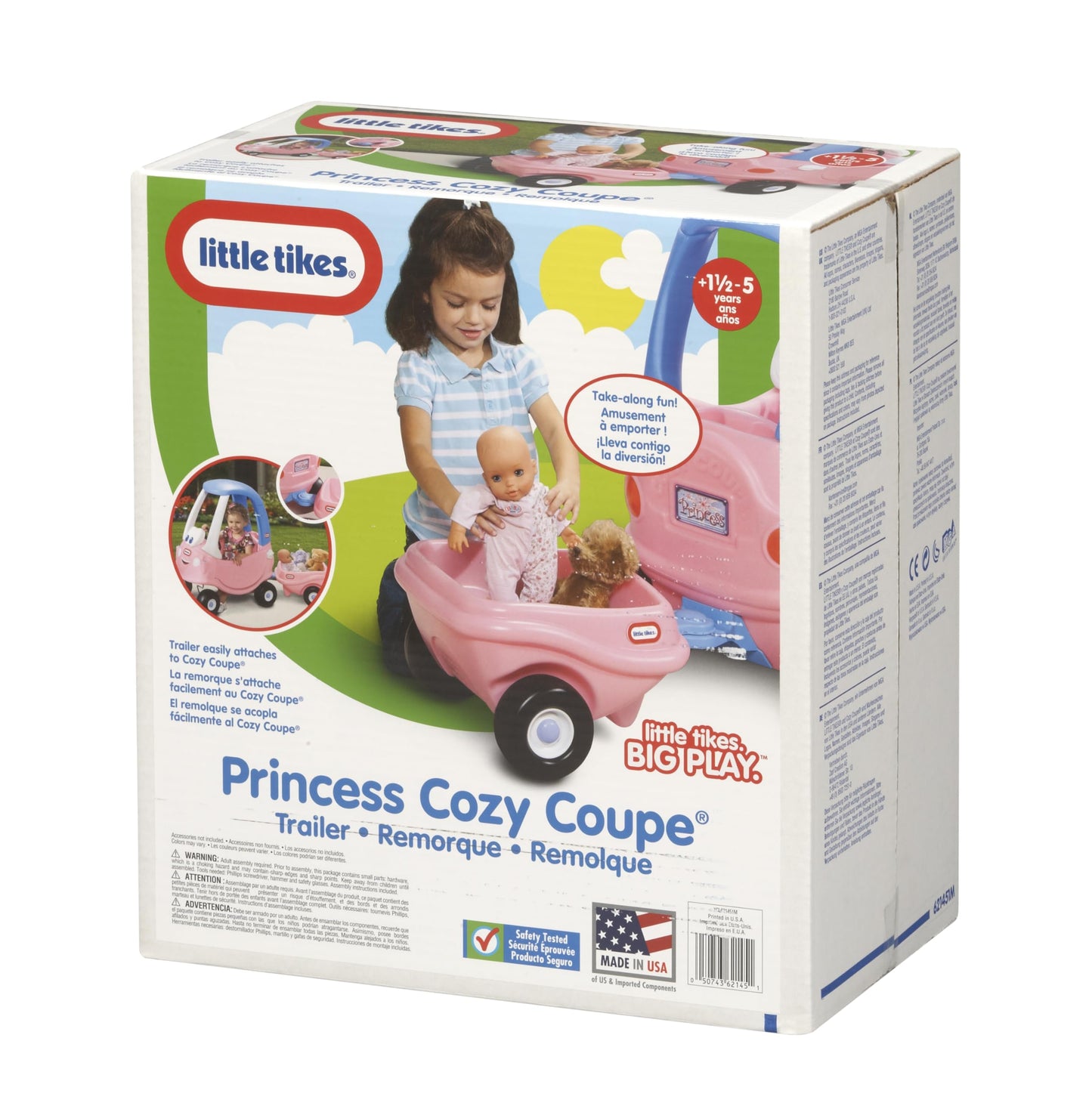 little tikes Princess Cozy Coupe Trailer - Toy Trailer for Children, Encourages Creative Play, Suitable for Ages 3 to 10 Years, Pink