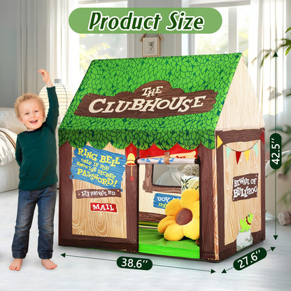 Playhouse for Kids Indoor, Kids Play Tent, Toys for Boys and Girls Children Clubhouse Tent with Roll-up Door and Windows