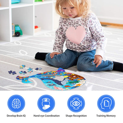 Ocean World Whale Jigsaw Puzzle for Kids, 108 Pieces Jigsaw Puzzle with Large Pieces for Kids Age 4 5 6 7 8 9 10 Years