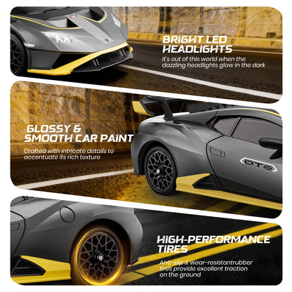LUXOS RC Lamborghini Remote Control Cars, 1:18 Scale Officially Licensed Lamboghini Toy Car, Cool RC Car Toys for 4 5 6 7 8 9 10 11 12 Year Old Boys Kids Adults Gifts,15km/h Fast RC Drift Cars (Grey)