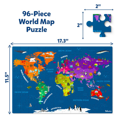 Skillmatics World Map Puzzle - 96 Piece Jigsaw Puzzle, Educational Toy, Geography for Kids, 400+ Facts, Gifts for Boys & Girls Ages 6 to 12