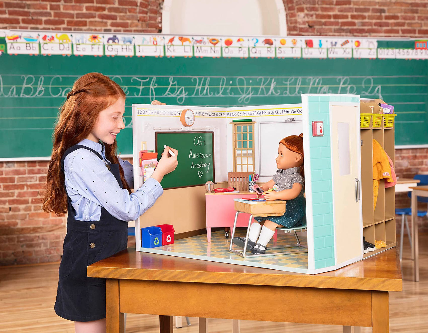 "Our Generation Awesome Academy fully-stocked schoolroom playset for 18-inch dolls, Includes a variety of realistic doll classroom accessories for Ages 3+"