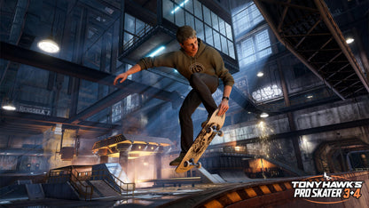 PlayStation 5 game case for Tony Hawk's Pro Skater 3 and 4, featuring skateboarder graphics and game title on the cover.