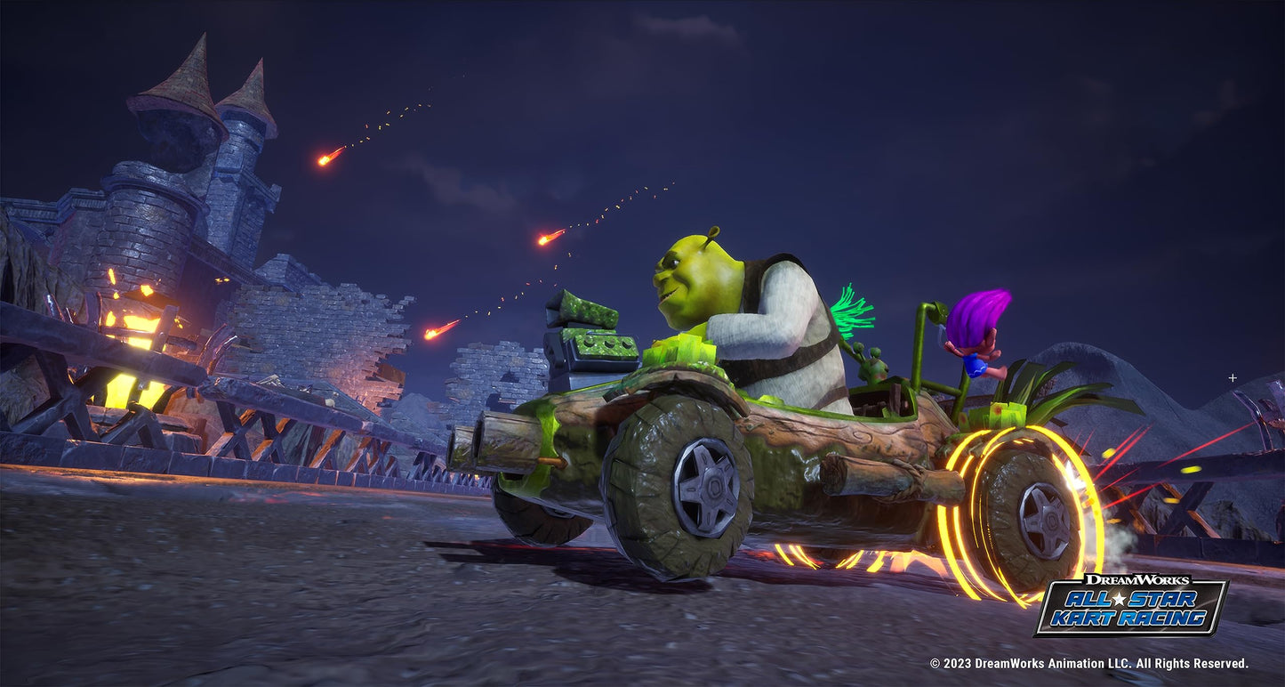 Dreamworks All-Star Kart Racing Nintendo Switch game cartridge with colorful cover art featuring popular characters.