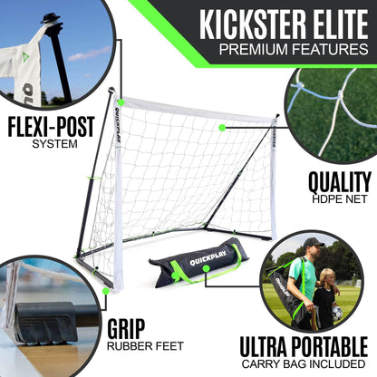 QUICKPLAY Kickster Elite Football Goal 6x4' – Ultra Portable Indoor & Outdoor Football Goals with Weighted Base [Single Goal]