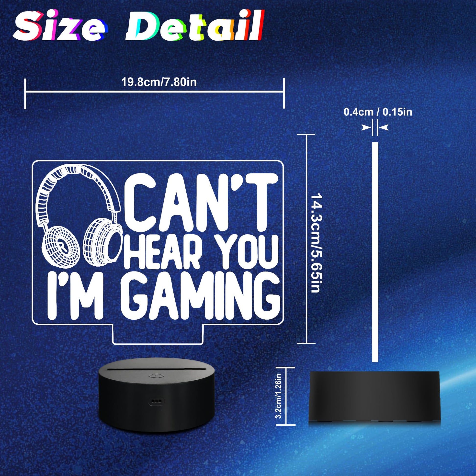 CoolGift Mart 3D gaming night light with headset graphic, 16-color touch and remote control, ideal for gamers and teens.