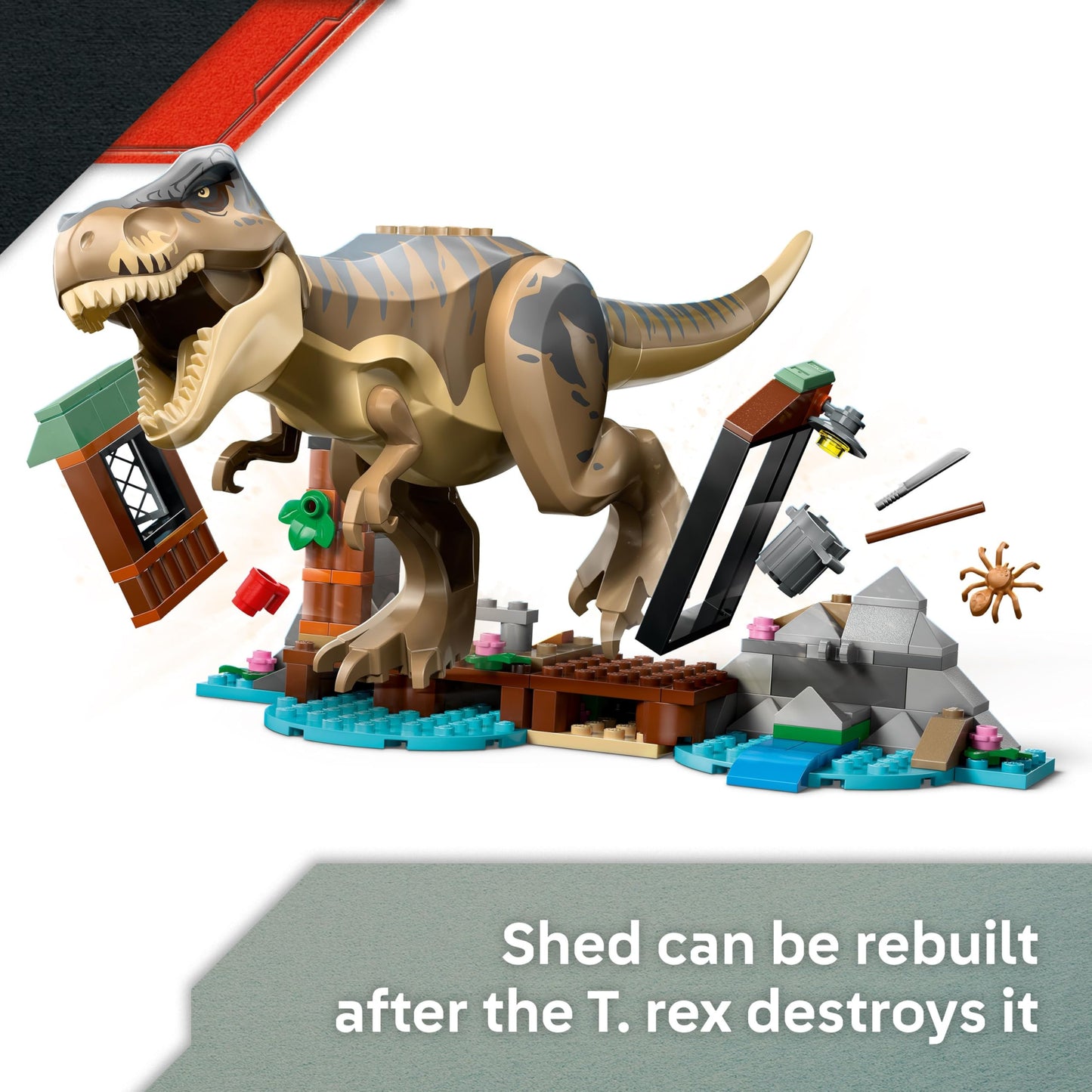 LEGO Jurassic World T. rex River Escape - Interactive Dinosaur Toy - incl. a Dino Figure, Boat Toy, ATV & 2 Minifigures - Gift for 5+ Year Old Boys & Girls - 76975