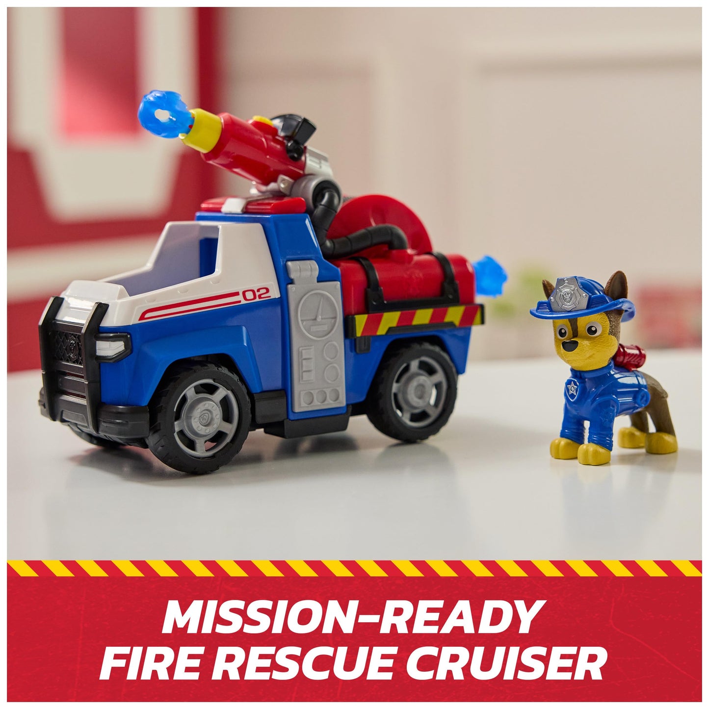 Paw Patrol Fire Rescue: Chase Rescue Fire Cruiser with Action Figure, Projectile Launcher, and Toy Truck, Kids Toys for Boys and Girls Ages 3 and Up
