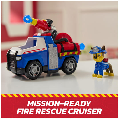 Paw Patrol Fire Rescue: Chase Rescue Fire Cruiser with Action Figure, Projectile Launcher, and Toy Truck, Kids Toys for Boys and Girls Ages 3 and Up