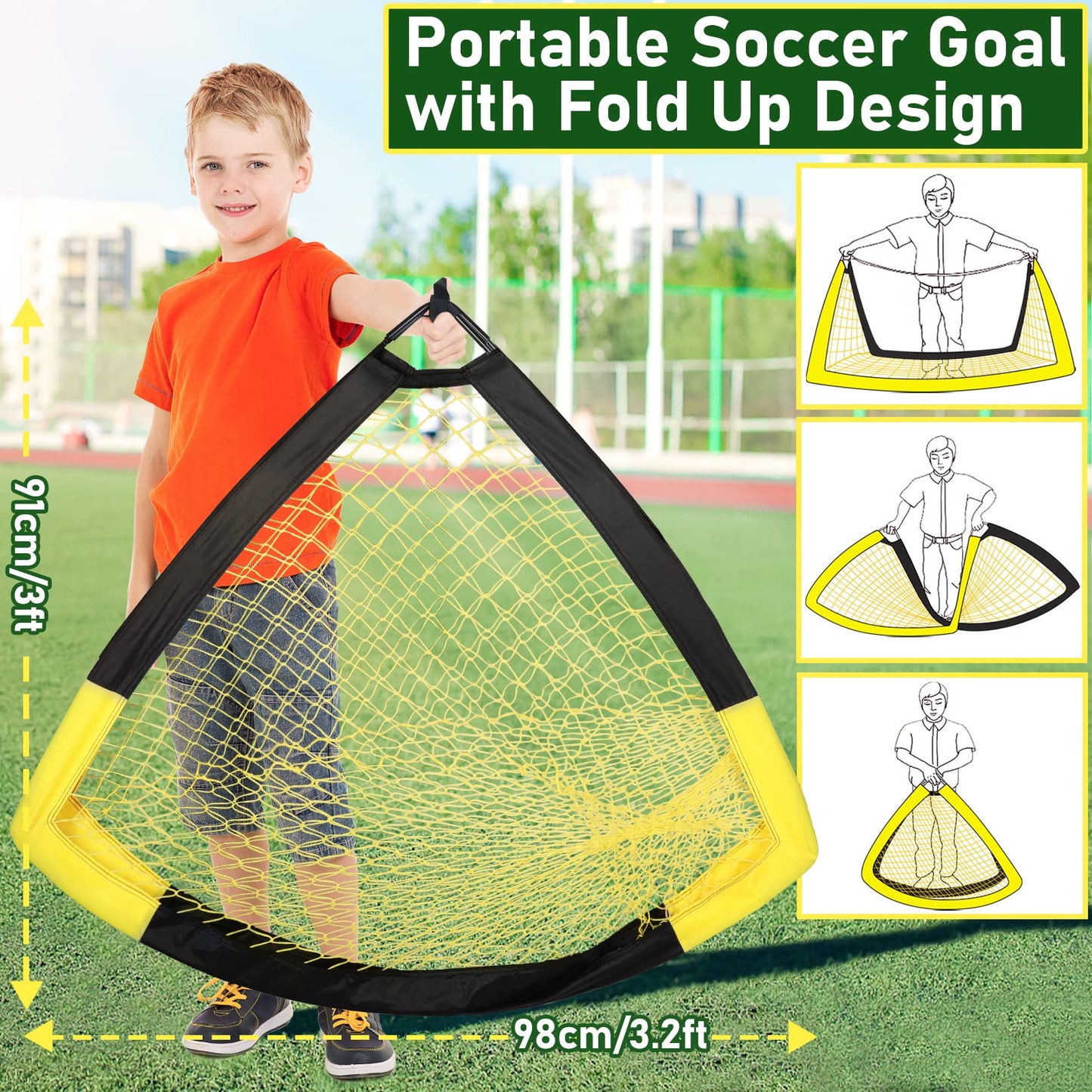 Happy Jump Portable Pop Up Football Goals | Weatherproof Football Nets – 5x3.6FT Single Pack for Garden & Outdoor Training