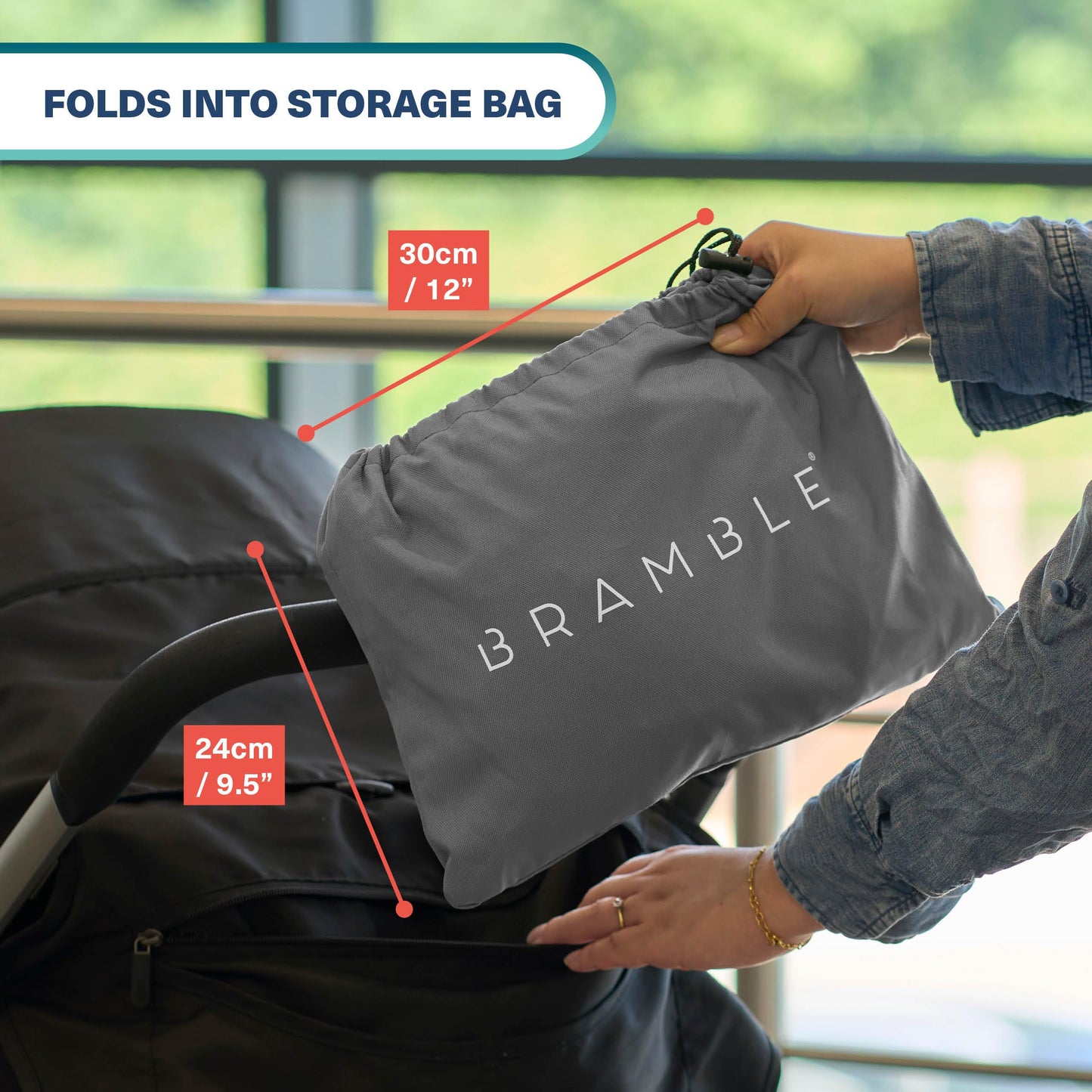 Bramble - XL Stroller Bag for Airplane - Extra Large Pram Bag for Airplane Travel - Water Resistant Double Pushchair Buggy Cover for Gate Check (Grey)
