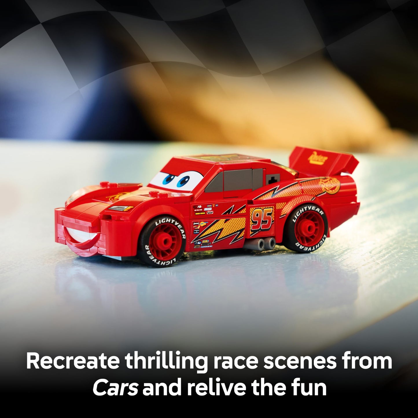 LEGO Speed Champions Lightning McQueen Race Car Toy - Collectible Model Kit w/a Detailed Undercarriage - Disney Gift for 9+ Year Old Boys, Girls & Pixar Cars Movie Fans - 77255