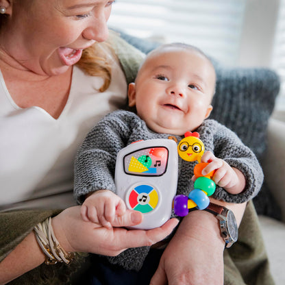 Baby Einstein Take Along Tunes musical toy with lights, beads, and 10 melodies for infants aged 3 months plus.
