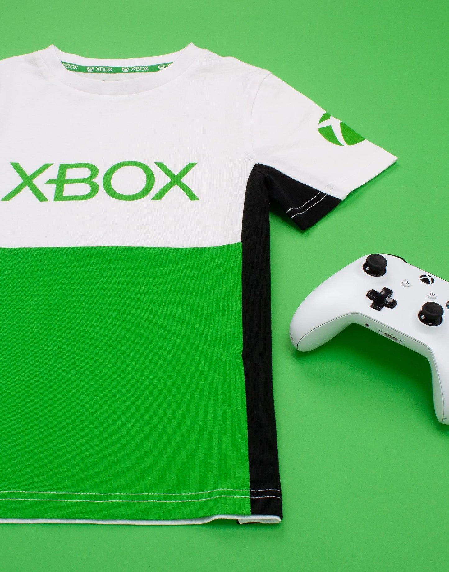 Green Xbox logo T-shirt for kids ages 11-12, featuring a kids' gaming merchandise design for boys and girls.