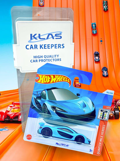 Hot Wheels McLaren P1 (Light Blue) 1/5 Quarter Mile Heroes - 2024-165/250 (Short Card) - COMES IN A GENUINE KLAS CAR KEEPER PROTECTOR CASE - HTB85