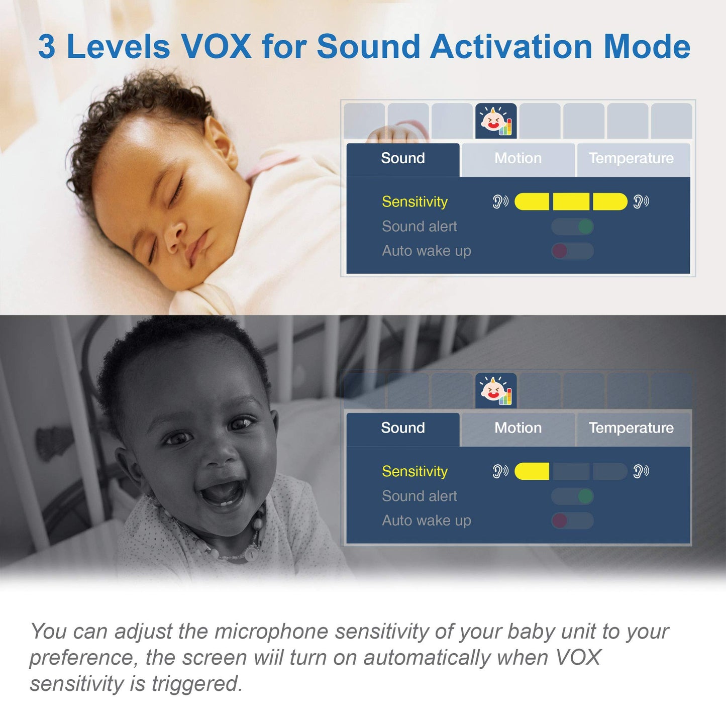 VTech VM919HD baby monitor with camera showing 360° pan and tilt, 7-inch HD display, night vision, and wide-angle view