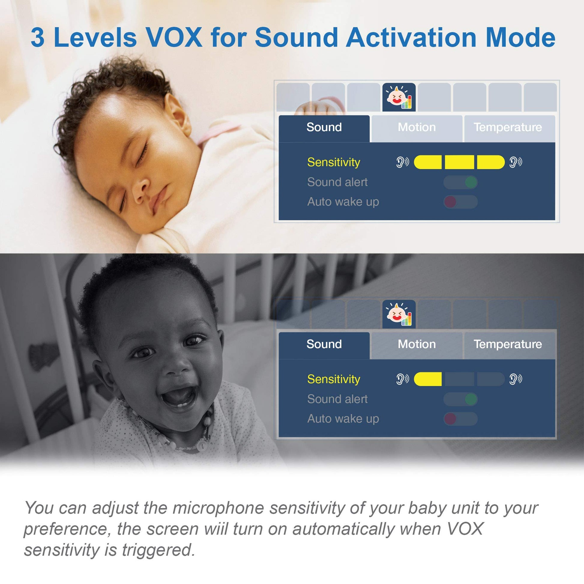 VTech VM919HD baby monitor with camera showing 360° pan and tilt, 7-inch HD display, night vision, and wide-angle view
