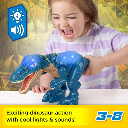 Fisher-Price Imaginext Jurassic World Baryonyx dinosaur toy with lights, sounds, and chomping action for kids ages 3+