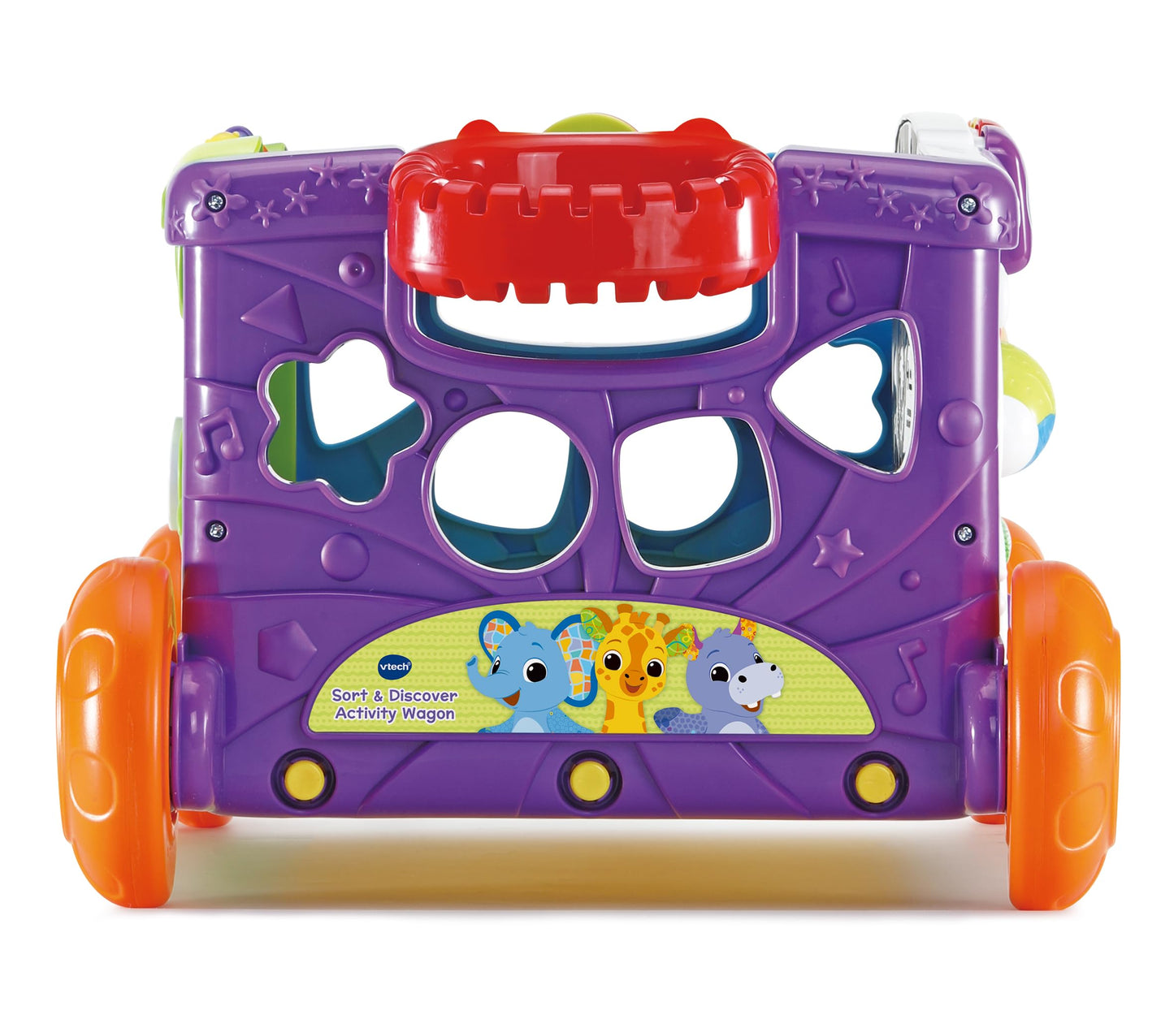 VTech Baby Sort & Discover Activity Wagon, Pull Along Light-up Activity Panel with Manipulatives, Animals, Numbers & Colours, Interactive Toy, Gift for Toddler 12, 18, 24 months +, English version