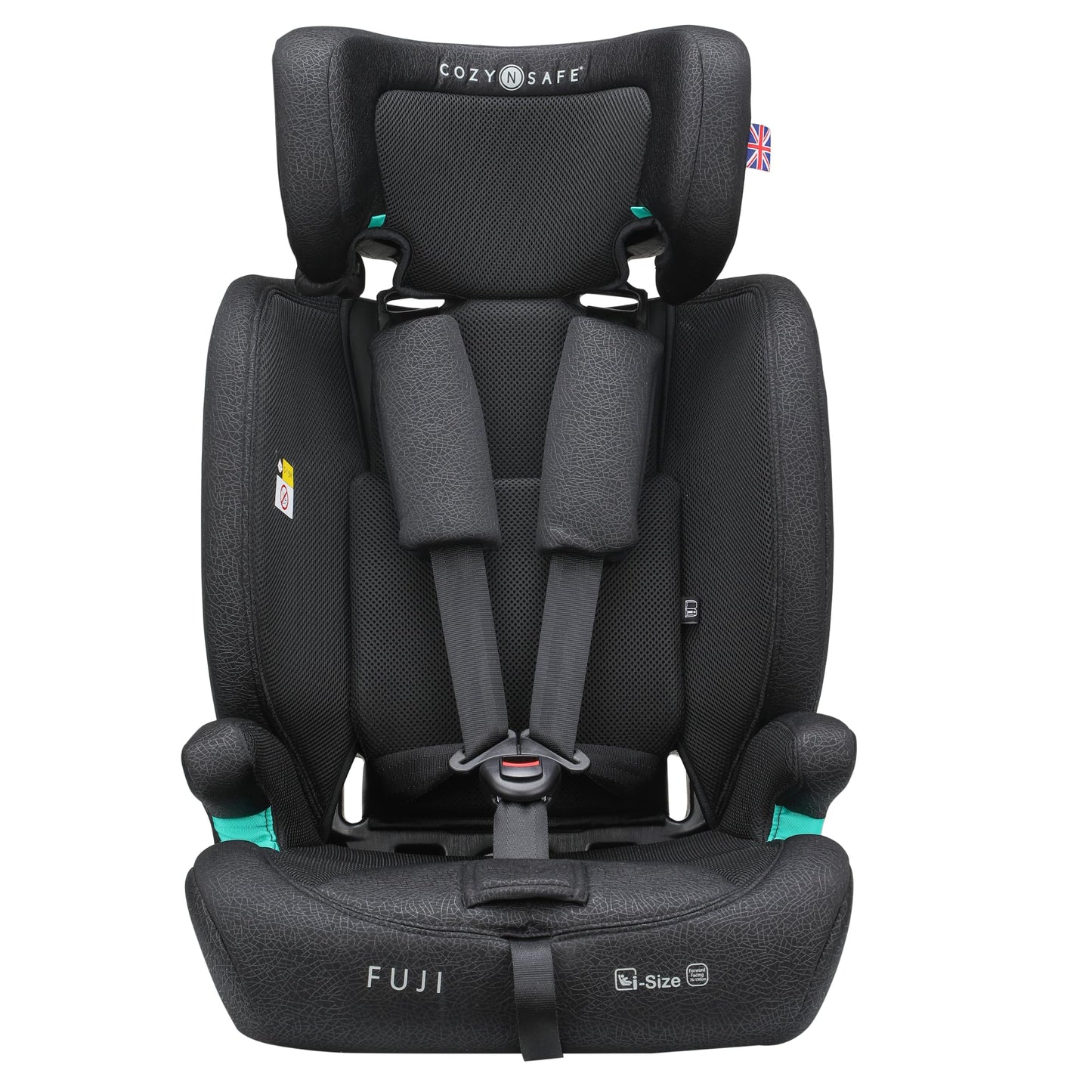 Cozy N Safe Fuji i-Size 76-150cm Child Car Seat (up to 12 Years Old), Forward Facing, 3-Point seat Belt, 5-Point Harness Upto 105cm,high-Back Booster to 150cm, Side Impact Protection (Onyx)