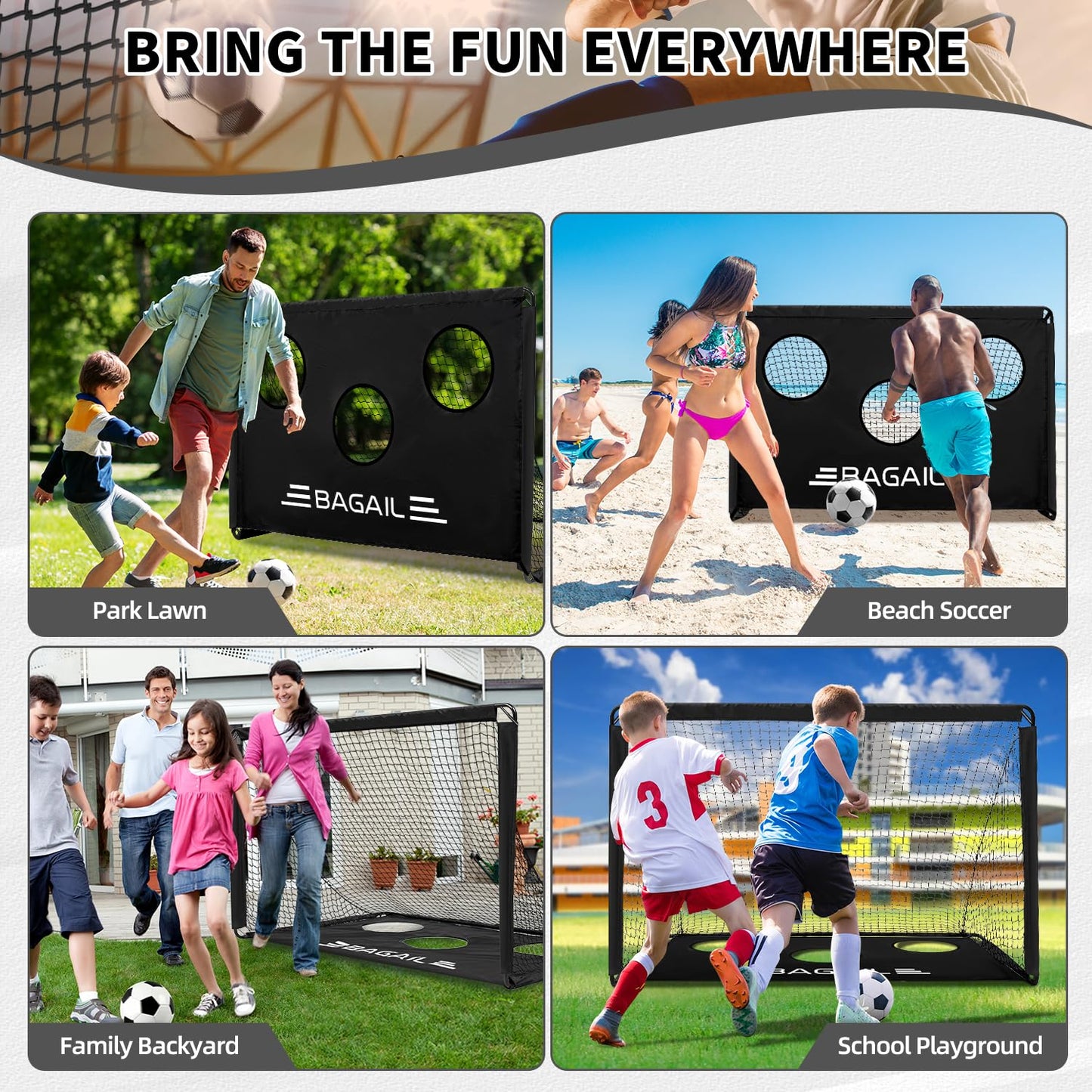 BAGAIL Upgraded Soccer Goal with Target, 2-In-1 Designed, Football Goal, Portable Carry Bag, Easy to Set up, Ideal for Garden Shooting Training and Recreational Matches, 180x120cm