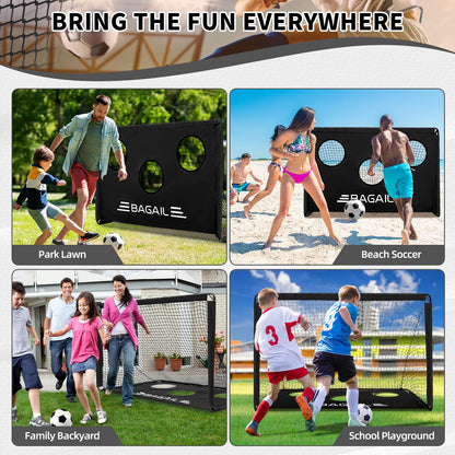 BAGAIL Upgraded Soccer Goal with Target, 2-In-1 Designed, Football Goal, Portable Carry Bag, Easy to Set up, Ideal for Garden Shooting Training and Recreational Matches, 180x120cm