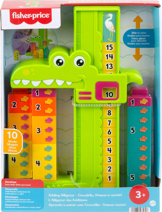 Fisher-Price Preschool Learning Toy Adding Alligator Counting Activity with 10 Stacking Blocks for Kids Ages 3+ Years, JCT13