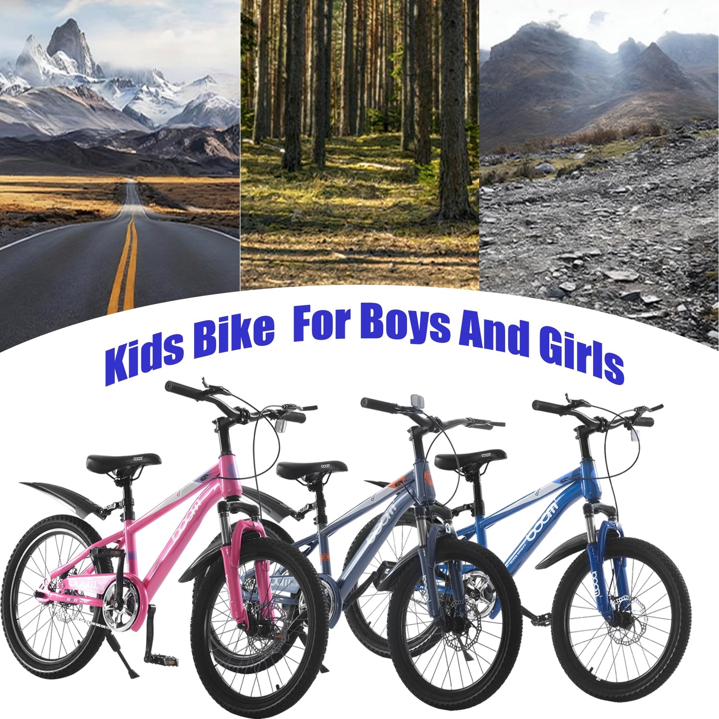 LSLIFE Kids Mountain Bike for Boys, 18 Inch Kids Bicycle for 6-10 Years Old Boy with Shock Absorber Boys Mountain Bicycle with Dual Disc Brake (Grey, 18 Inch)