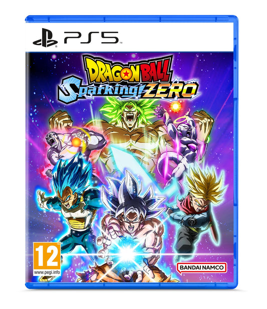 Image of the PlayStation 5 game case for Dragon Ball: Sparking! ZERO by Bandai Namco, featuring vibrant character artwork.