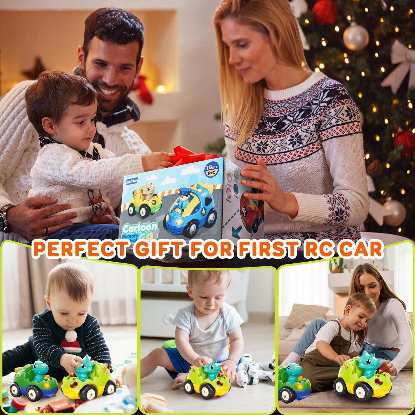 Pup Go Toddler Remote Control Car for Age 18 Months+, 2 Interchangeable Dino Dolls, Lively Music & Lights, First RC Toy for Boys Girls 1-3 Year Olds, Ideal Christmas Birthday Gift (Pastel Green)