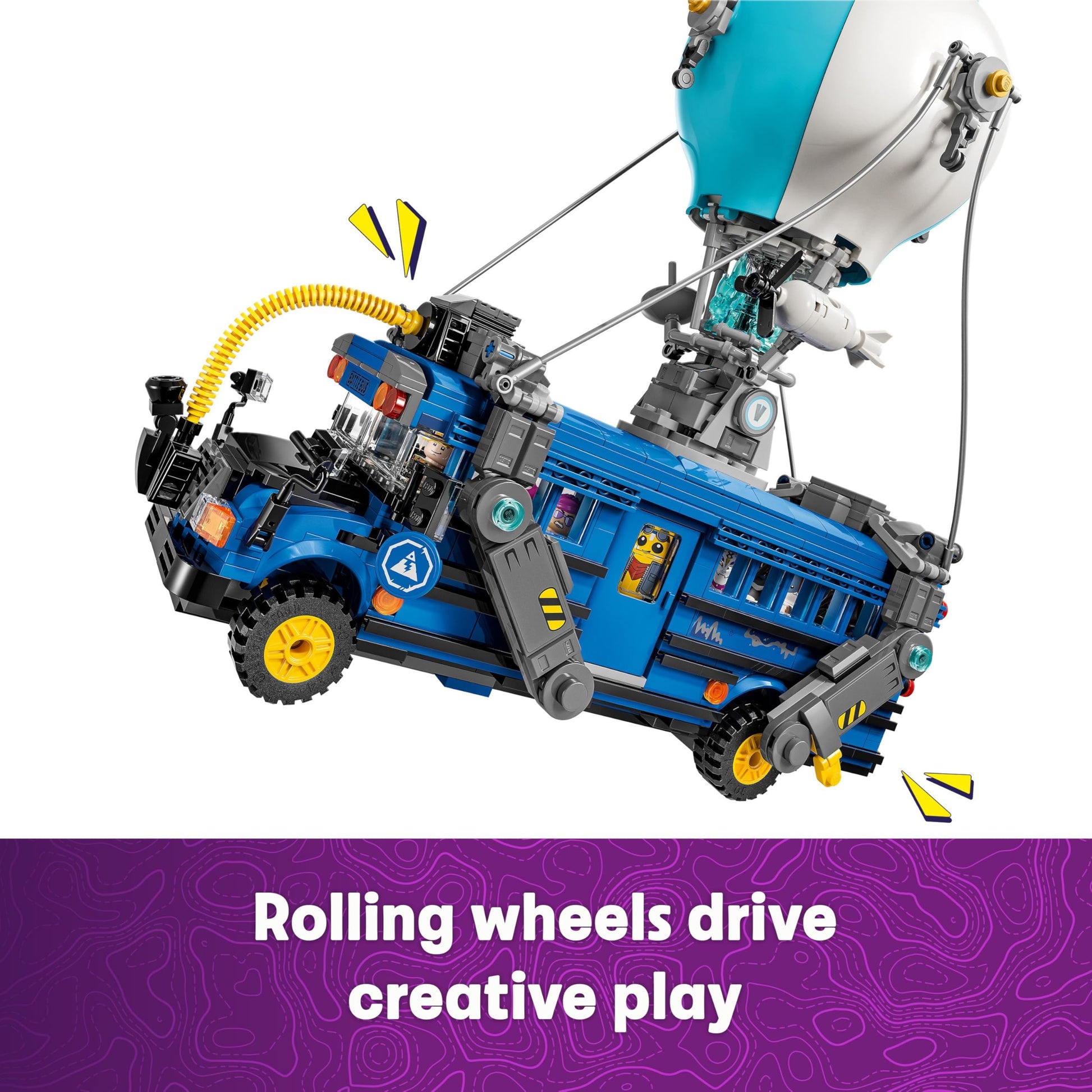 LEGO Fortnite Battle Bus toy model kit with nine character minifigures and accessories for immersive gaming fun.