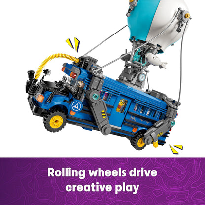 LEGO Fortnite Battle Bus toy model kit with nine character minifigures and accessories for immersive gaming fun.