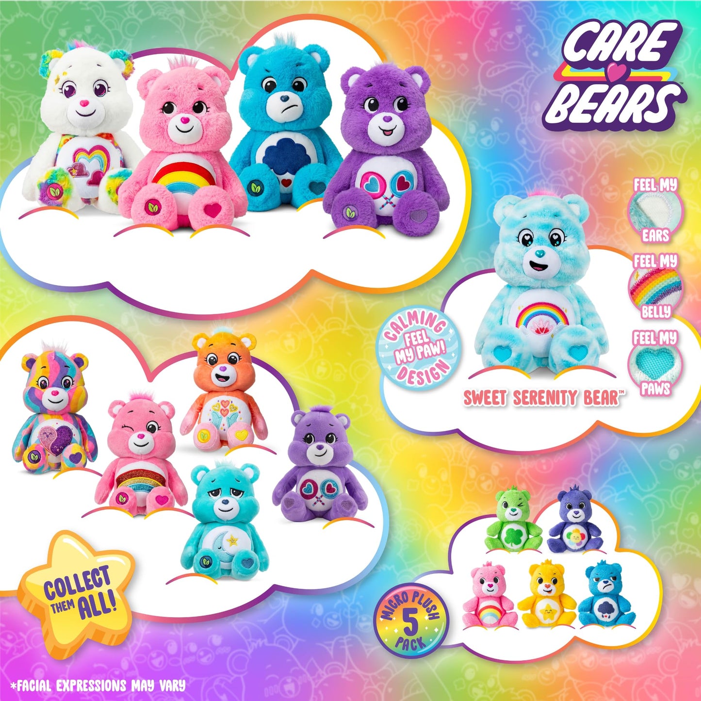 Care Bears | Share Bear 35cm Medium Plush | Collectable Cute Plush Toy, Cuddly Toys for Children, Soft Toys for Girls and Boys, Cute Teddies Suitable for Girls and Boys Ages 4+ | Basic Fun 22063