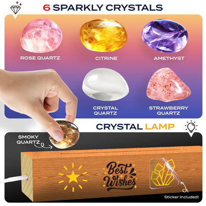EggBox Gemstone Dig Kit with six real gemstones and crystals, featuring a night light display, for kids ages 3 and up.