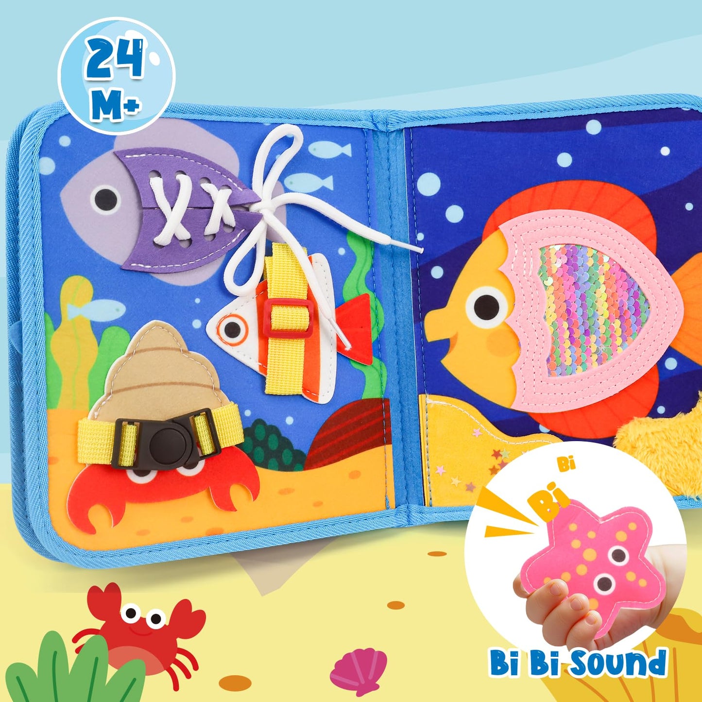 LZDMY Baby Montessori Busy Book for 2 3 Year Olds Boys Girls, Toddlers Educational Sensory Activity Books, Ocean Book Busy Board, Babies Birthday Gifts