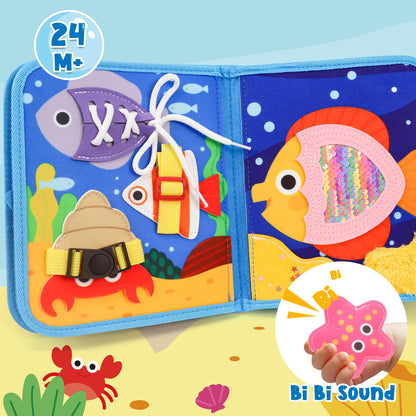 LZDMY Baby Montessori Busy Book for 2 3 Year Olds Boys Girls, Toddlers Educational Sensory Activity Books, Ocean Book Busy Board, Babies Birthday Gifts