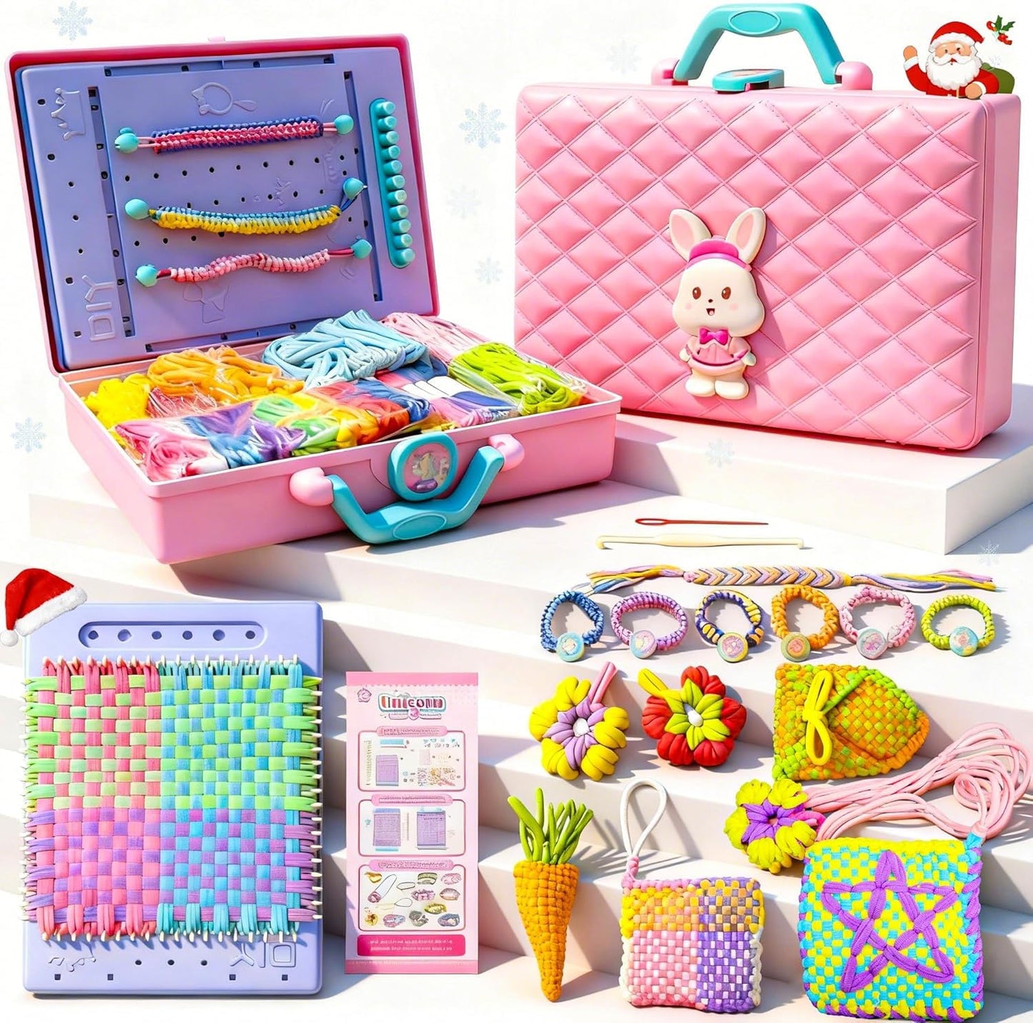 KuflooQ Friendship Bracelet Making Kit for 6-15 Year Old Girls, Craft Kits for Childs, DIY Christmas Gifts for Girls, Weaving Loom Kit Toys for Kids