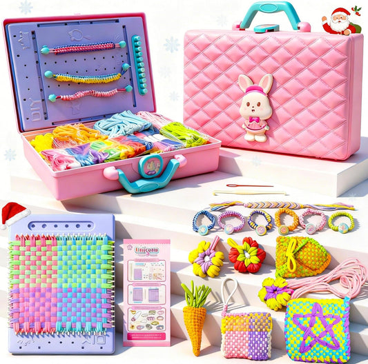 KuflooQ Friendship Bracelet Making Kit for 6-15 Year Old Girls, Craft Kits for Childs, DIY Christmas Gifts for Girls, Weaving Loom Kit Toys for Kids