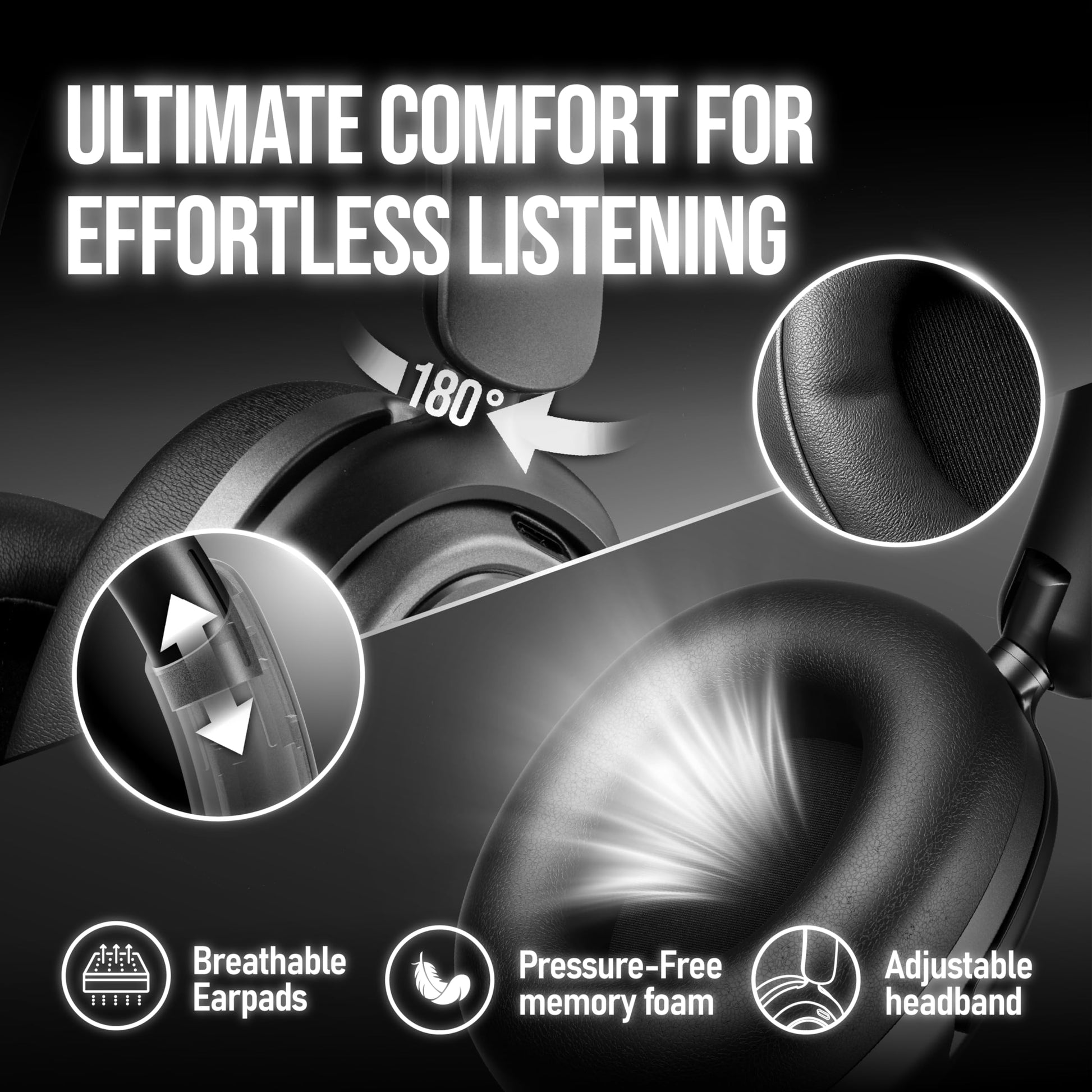 OXS Storm A2 wireless gaming headset with over-ear design, active noise cancellation, microphone, Bluetooth 5.4, and black finish.