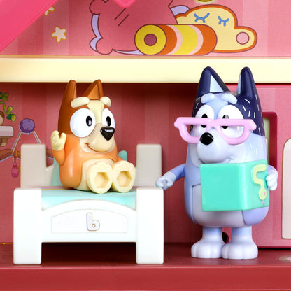 Bluey exclusive lights and sounds playhouse with toy box, 29 accessories, 4 characters, moving dance floor, and colorful lights.
