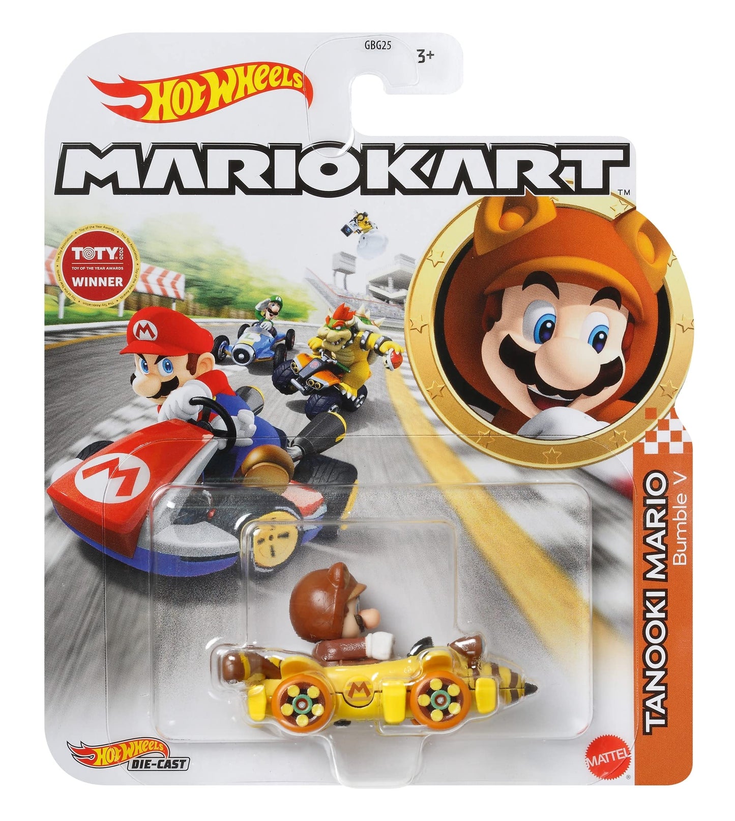 Hot Wheels Mario Kart Tanooki Mario Bumble V Die-cast Car - Car - Kids, Video Game Fans - Children aged 3 and above - Unisex