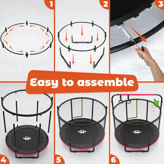 Happin 55” Toddler Trampoline, Indoor & Outdoor, Ages 1-6, 5FT Kids, Ultra Safe Rebounder Mini Trampoline for Kids with Safety Enclosure Net, for Toddler Boys & Girls